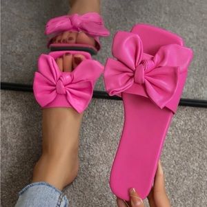 Hot pink bow sandals brand new with box.